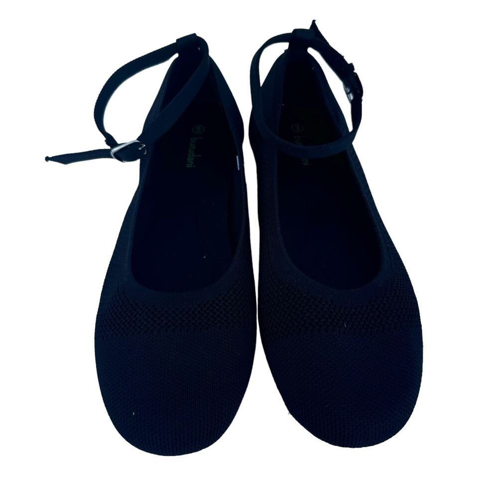 NWT Burudani Black Knit Removable Insole Round Toe Ankle Strap Ballet Flats 9 - Picture 9 of 12